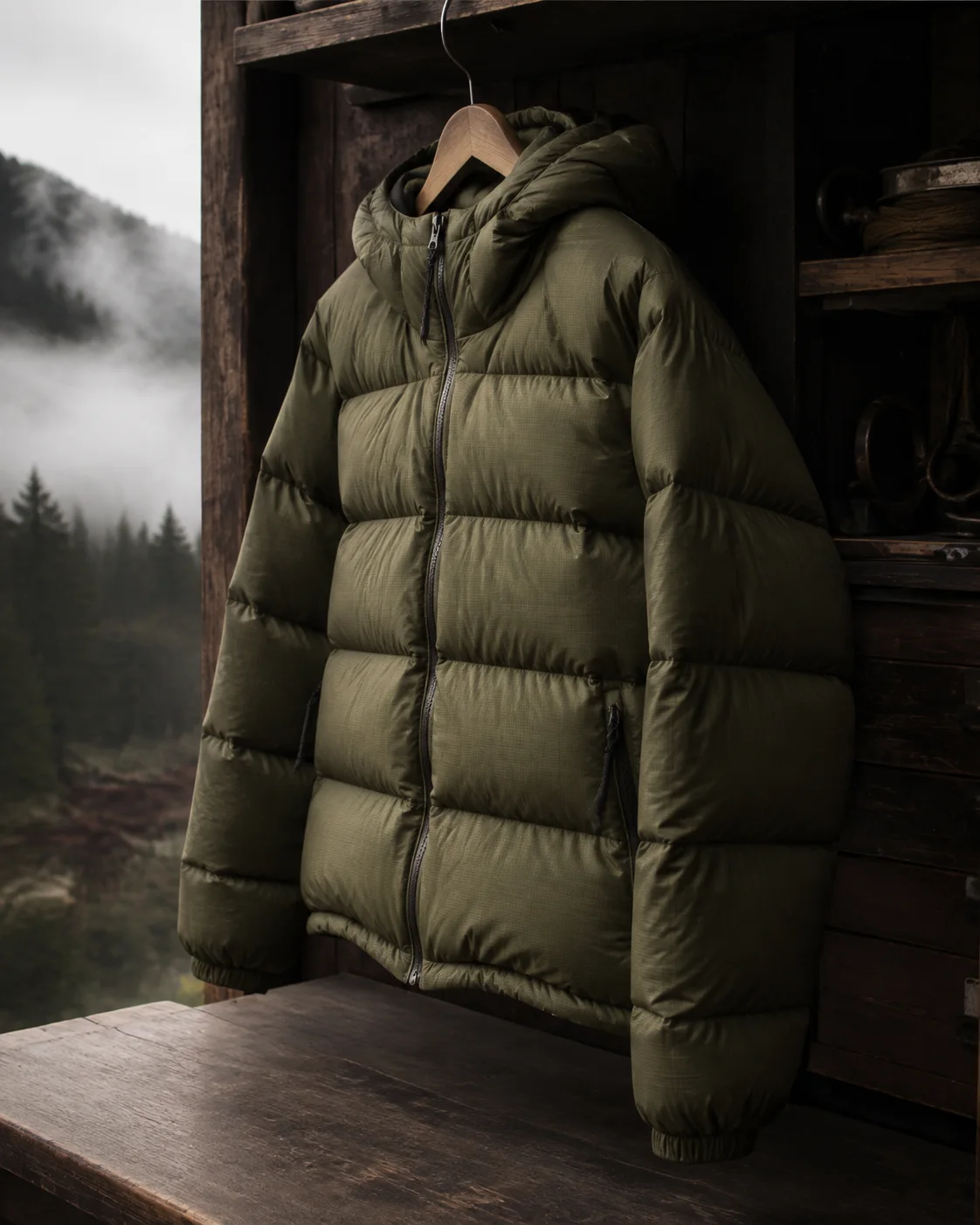 Kita Ridge เสื้อดาวน์สีเขียวมอส