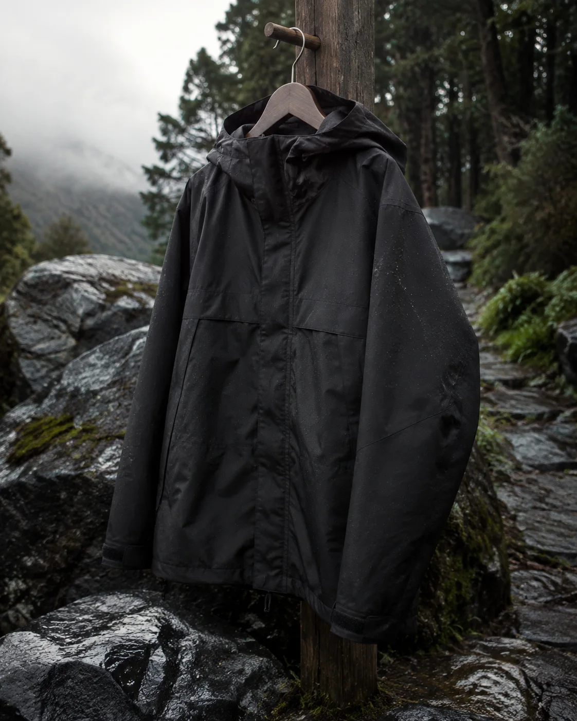 North Arc เสื้อเชลล์กันฝนสีดำ